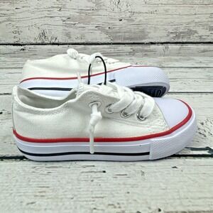 EpicStep Unisex Kids Shoe‎ [Size 1] White Canvas Low Top Sneakers Never Worn